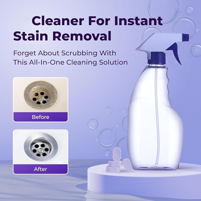 Cleaning Spray with Concentrated Cleaning Tablets, Cleaner for Instant Stain Removal, Multi Purpose Cleaning Spray for Every Stain (1, 1 spray bottle+6 tablet)