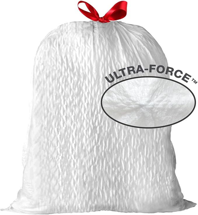 Amazon Basics Ultra-Force Tall Kitchen Drawstring Trash Bags, Classic Clean Scented, 13 Gallon, 80 Count, Pack of 1