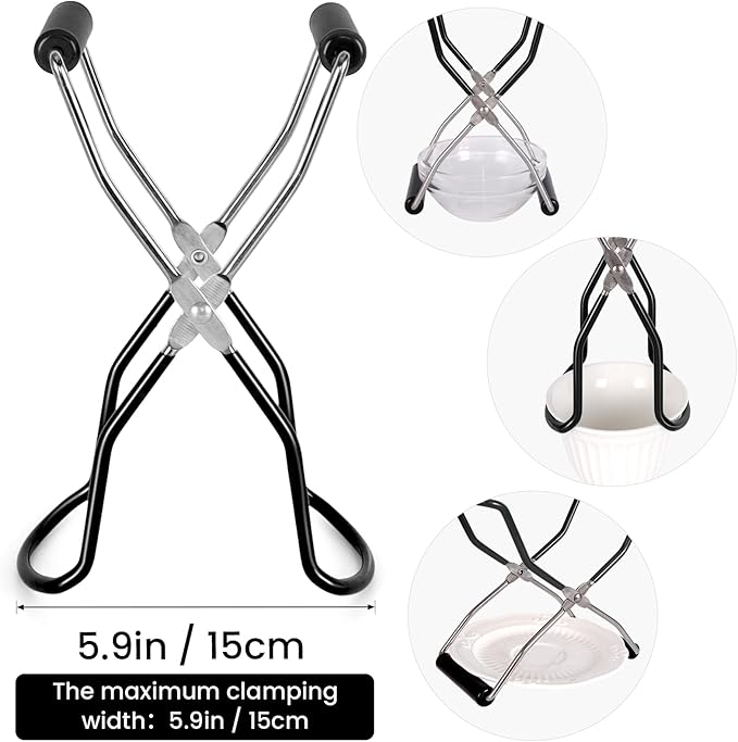 Canning Jar Lifter, Canning Tongs, Stainless Steel Jar Lifter with Rubber Grip Handle for Home Kitchen, Black