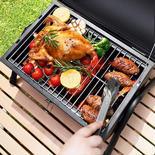 Charcoal Grill for Outdoor BBQ Smoker Portable Tabletop BBQ Grill,Black
