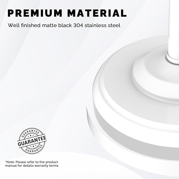 Toilet Paper Holder Stand, White Toilet Paper Holder Free Standing, Post Pivoting Design & Stable Weighted Base SUS304 Stainless Steel for Bathroom (Mega Roll)