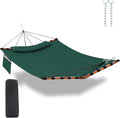 12FT 2 Person Hammock TegerDeger Large Hammock 450LB Capacity with V Shaped Hardwood Spreader Bar & Nylon Rope for Outside, Patio, Garden, Backyard, Beach, Poolside - Dark Green