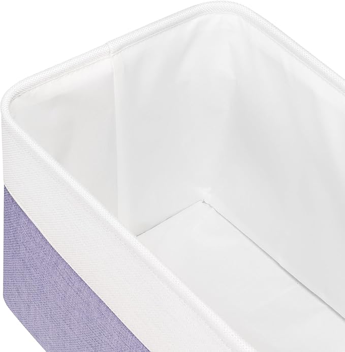 Univivi Large Fabric Storage Baskets Hard Bottom Organizer Bins for Shelves Organizing Foldable Storage Bins with PU Handles for Closet (Purple-4-Pack)