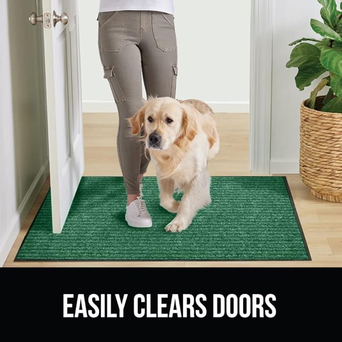 GORILLA GRIP Traffic Guard Door Mat, 72x48, Heavy Duty Welcome Mats, Commercial Office Space Doormat, Waterproof, Fade Resistant, Strong Rubber Backing, Low Profile, Shoe and Boot Scraper, Green