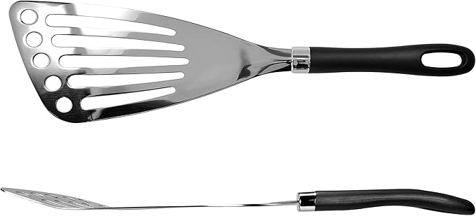 Seki Japan Right Handed Stainless Steel Spatula Wide Thin Slotted Turner Kitchen Utensils