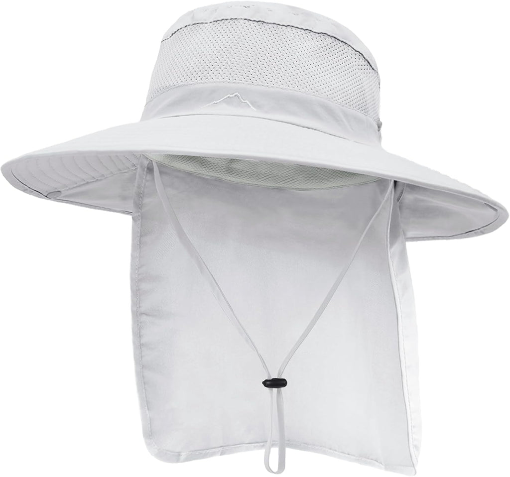 Outdoor Sun Hats with Stowable Neck Flap for Men Women UPF 50+ Mesh Summer Bucket Hat Wide Brim for Fishing Safari Hiking