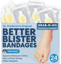 Dr. Frederick's Original Better Blister Bandages - 24 ct - Healing Blister Pads - Grab-N-Go - Water Resistant - 40% More Cushioning - Hydrocolloid - Feet, Toe, & Heel Blister Prevention - Toe Pack