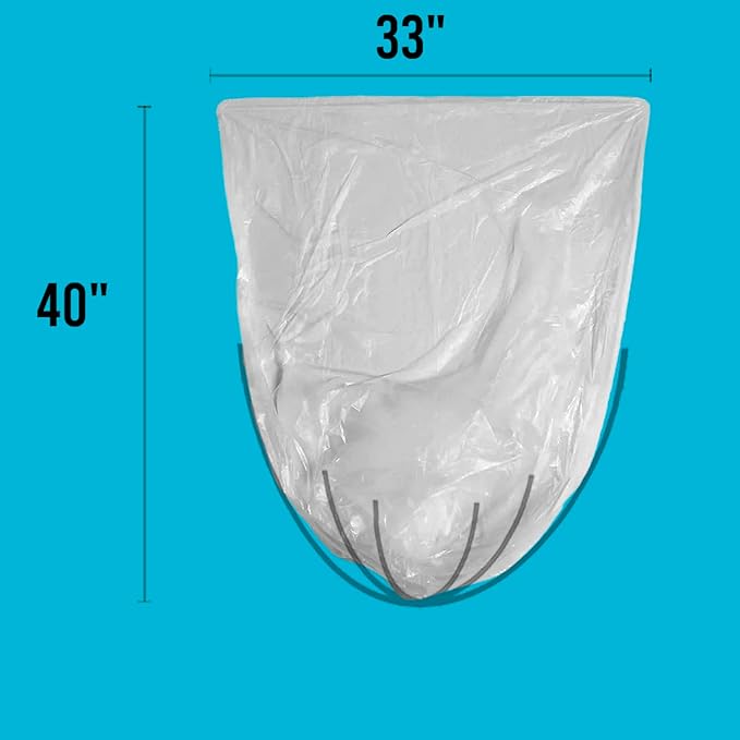 33 Gallon Trash Bags, 125 Count Bulk, Heavy Duty Clear Plastic Recycling Bags, Multi-purpose Garbage Bags for Home Commercial, Outdoor, Construction, Industrial, Lawn, Leaf