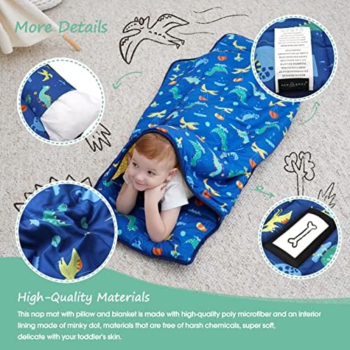 ACRABROS Toddler Nap Mat with Pillow and Blanket, Large Rolled Napping Mats,Slumber Bags for Boys Girls,Kids Sleeping Bag for Daycare, Preschool Travel