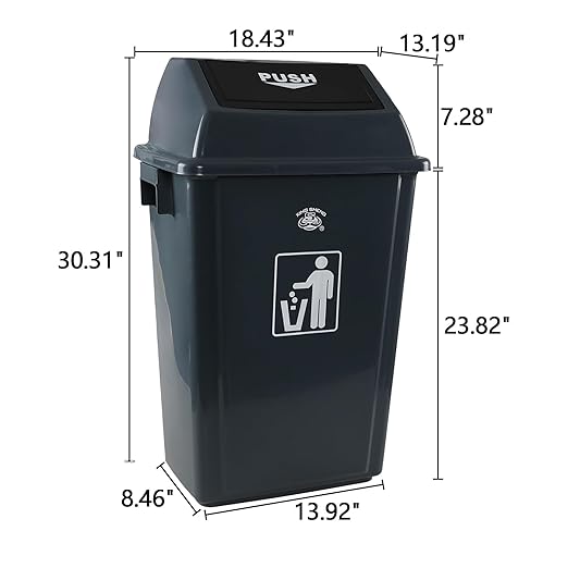 4 Pack 18 Gal Plastic Garage Can with Swing Lid, Heavy-Duty Recycle Bin, Trash Can/Waste Container for Backyard/Garage/Outdoor