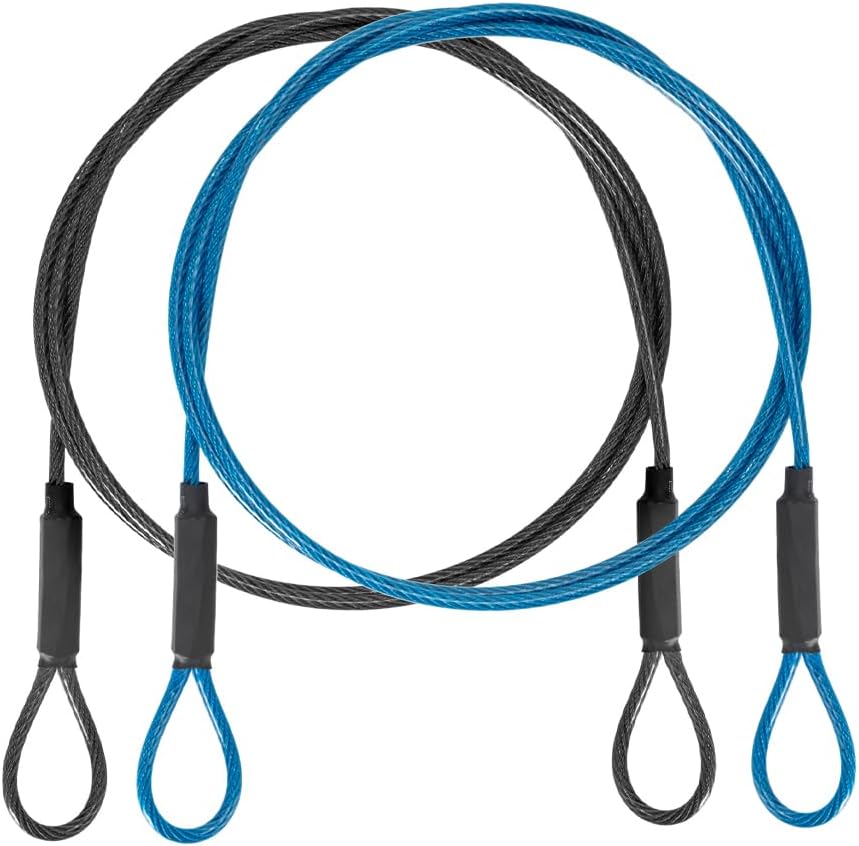 3.3mm (1/8 Inch) Outdoor Travel Stainless Steel Security Cable-3ft Luggage Lock Safety Wire Flexible Steel Wire Rope with Double Loop Safety for Luggage, Bike, Lock(Black+Blue, 3ft-(2Pack)