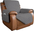 PureFit Reversible Quilted Sofa Cover, Water Resistant Slipcover Furniture Protector, Washable Couch Cover with Non Slip and Elastic Straps for Kids, Dogs, Pets (Oversized Recliner, Gray/Gray)
