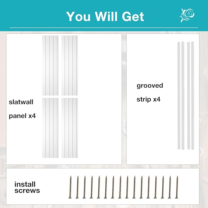 NeatiEase Slatwall Panel Wall Storage Systems, 4 x 4ft Slat Wall Paneling Garage Wall Organizer, Heavy Duty Wall Mounted PVC Wall Rack (White)