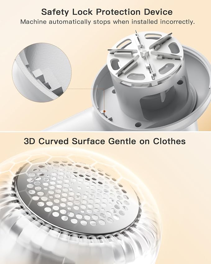 coldSky Rechargeable Fabric Shaver, Lint Shaver with Digital Display, Sweater Shaver with 6-Leaf Blades and Safety Lock, 3-Speeds Defuzzer Remove Fuzz, Pills from Clothes, Furniture, Sofa, White