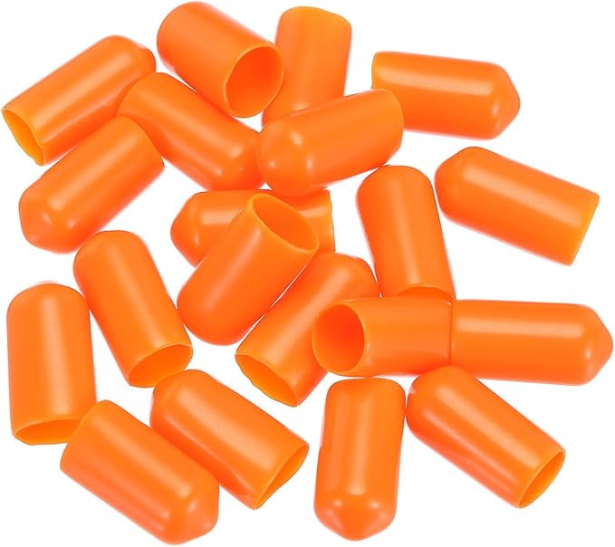 uxcell 20pcs Rubber End Caps 8mm(5/16") ID Vinyl PVC Round Tube Bolt Cap Cover Screw Thread Protectors,Orange