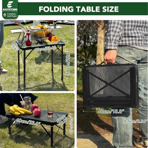 E EASTSTORM 2 Ft Folding Grill Camping Table with Mesh Bag,Small