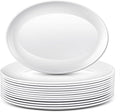 Dandat 12 Pcs Large Serving Platters Oval Trays White Plates Serving Dish for Wedding Party Restaurant Home Steak, Taco, Sushi, Appetizer, Cake (12 Inch)