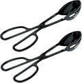 2 Pieces Buffet Salad Tongs for Kitchen Serving and Cooking, Stainless Steel Food Scissor Tongs, Catering Utensil for Bread Cake Bake Steak Barbecue (Black)