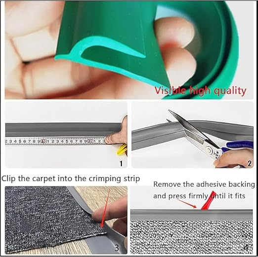 Self Adhesive Carpet Transition Strip with Edge Trim, Designed for Seamless Transitions from Carpet to Tile or Vinyl Floors, Perfect for Doorways.(Brown,24ft)