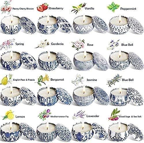 Scented Candles Gifts Set 16 Pack Soy Wax Travel Tin Jar Candles for Home 2.5 OZ for Mom for Christmas, Birthday, Thanksgiving, Mother's Day