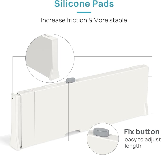 Vtopmart 12 Pack Drawer Dividers for Clothes, 4" High 11.6"-17" Adjustable Expandable Dresser Drawer Organizer, Plastic Drawers Separator for Dresser, Baby Clothes, Underwear, Kitchen & Office Storage