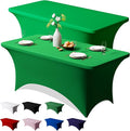 Trlyc 2 Pack 6FT Spandex Table Cloth - 72 x 30 Inch Rectangular Stretch Tablecloth, Wrinkle Resistant Scretch Table Cover for Wedding, Party, Banquet, Picnic, Outdoor Decoration (2Pcs,Green)
