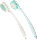 BEDELITE Back Bath Brush Long Handle for Shower of 2 - Soft Shower Brush for Men & Women,Back Brush Scrubber - 16.4" Long Skin Exfoliator for Bath Scrubber Body Brush（2 Pack, Blue & Ivory）