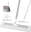 CQT Commercial Flat Microfiber Floor Mop Cleaning System 18" Inch Wet Dry and Dust Hardwood with 4 Washable Pads Cleaner for Laminate Tile Stainless Steel Handle and Extension (PT12-WET)