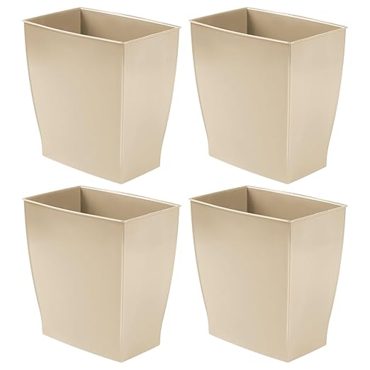 iDesign Small Rectangular Bathroom Trash Set of 4-Taupe Brown Waste Can
