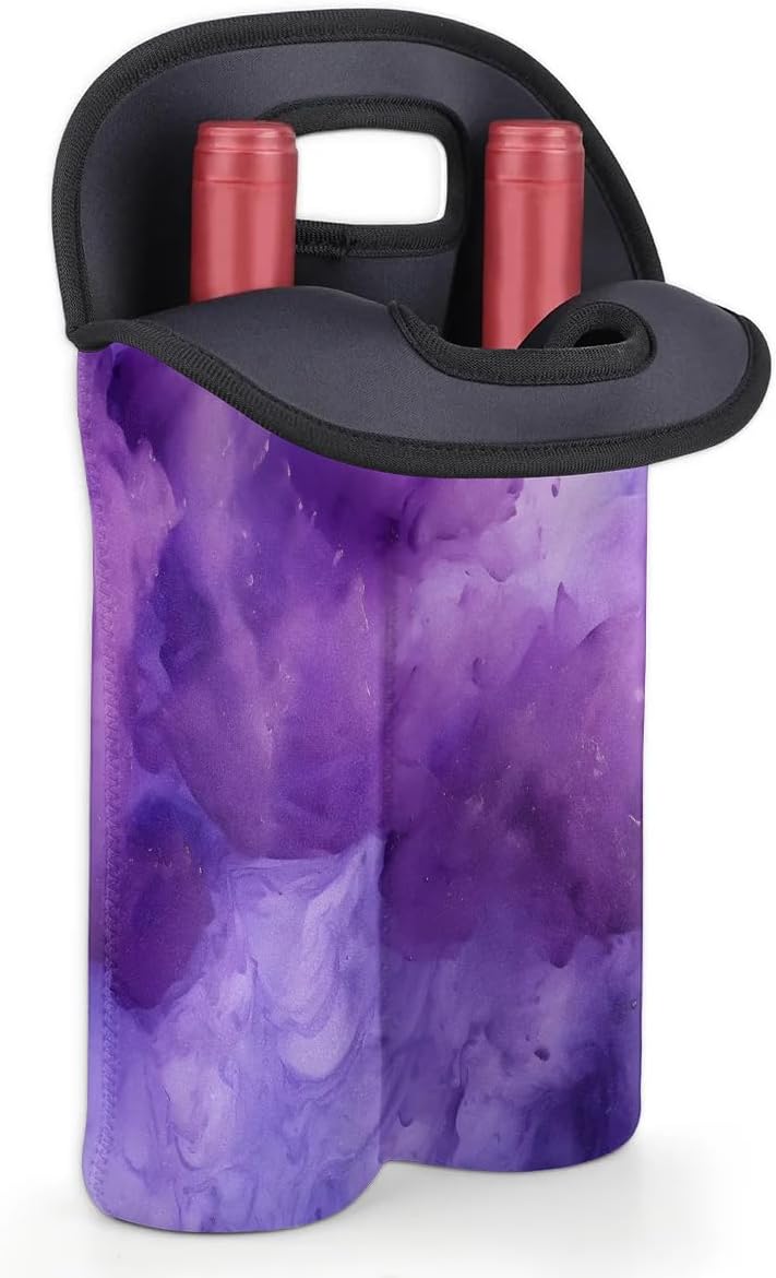 Wine Carrier Tote Personalized Bag for 2 Bottles - Neoprene Wine Bottle Holder with Carry Handle, Wine Protective Bag Insulated Bag Beer Cans Water Bottle Holder for Travel Picnic,Style9