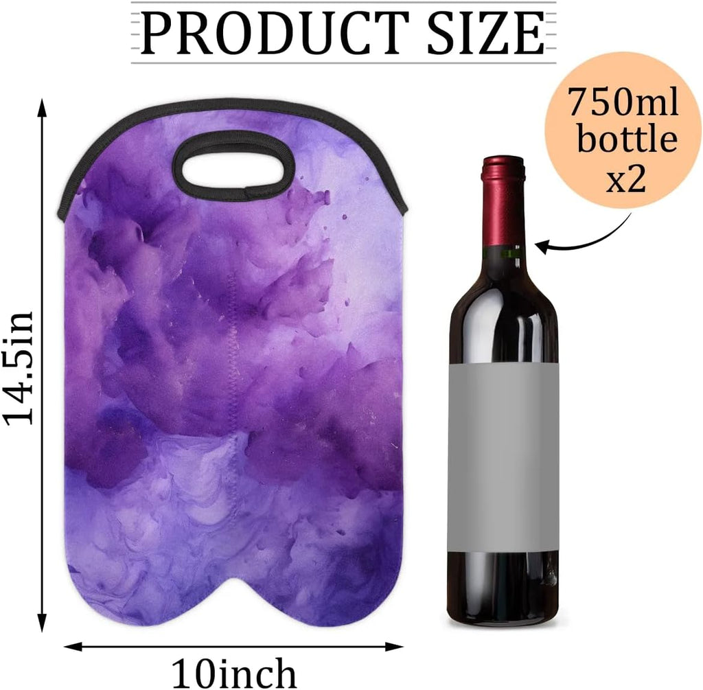 Wine Carrier Tote Personalized Bag for 2 Bottles - Neoprene Wine Bottle Holder with Carry Handle, Wine Protective Bag Insulated Bag Beer Cans Water Bottle Holder for Travel Picnic,Style9