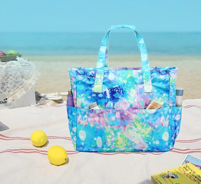 Waterproof Beach Tote Pool Bags for Women Ladies Extra Large Gym Tote Carry On Bag With Wet Compartment for Weekender Travel