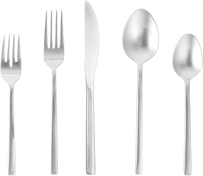 Fortessa Arezzo 18/10 Stainless Steel Flatware, 5 Piece Place Setting, Service for 1, Polished Stainless