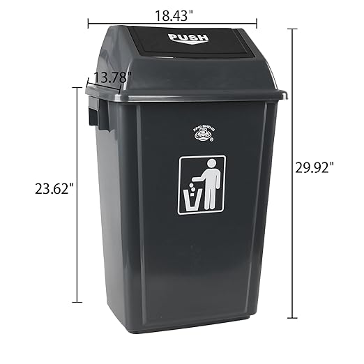 18 Gallon Grey Commercial Trash Can with Swing Lid, Garbage Can for Outdoor Office Restaurant School Kitchen (Pack of 4)