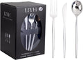 LIYH 102 Pcs Silver Plastic Silverware - Heavyduty Plastic Cutlery Set Disposable Utensils Flatware Set Knives Forks Spoons Disposable Cutlery