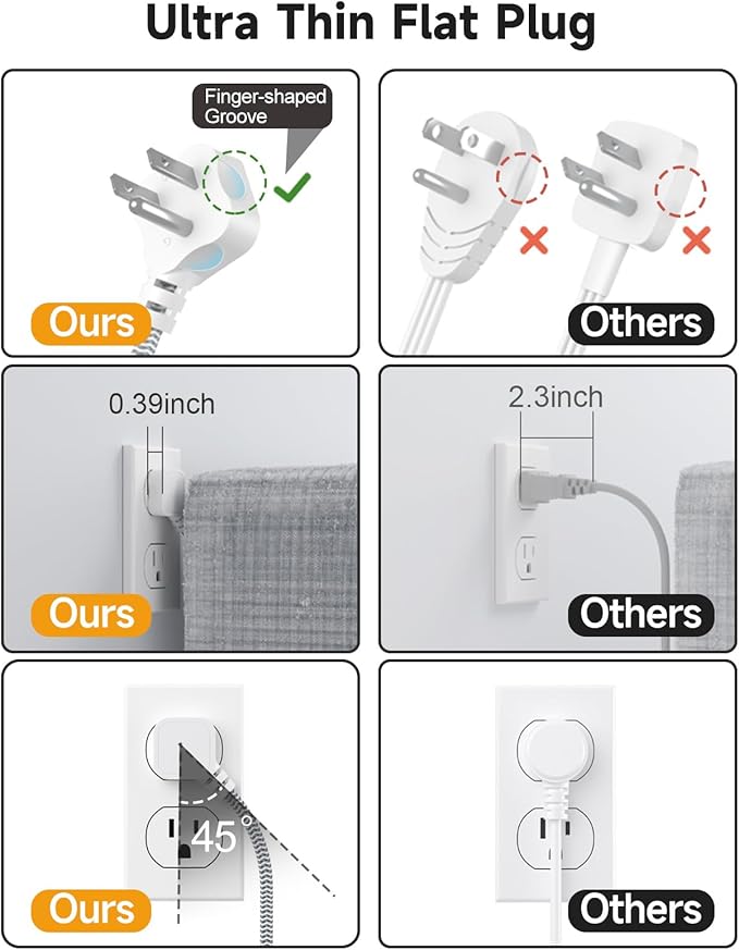 PD45W USB C Travel Power Strip, Cruise Power Strip with 6 USB(3 USB C) Ports and 3 Outlets, 5Ft Flat Plug Braided Extension Cord, 45W Fast Charging Station for MacBook Laptops iPad Pro iPhone Samsung