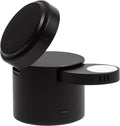 AT&T Essential 3-in-1 Portable Power Drum Qi2 Wireless Charger and Powerbank Compatible with iPhone 15 14 13 12 Series Magnetic Fast Charging Stand with Watch Charger USB-C Out Travel Hub Black