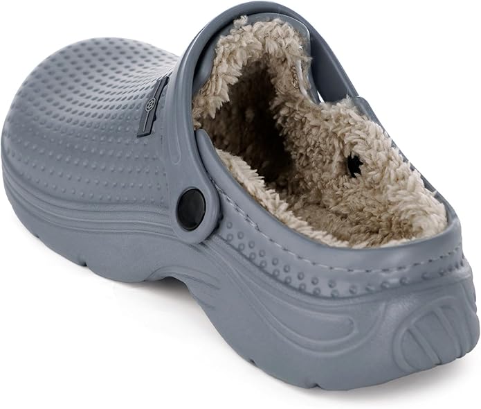 Womens Mens Fur Lined Clogs Waterproof Garden Shoes Winter Warm Fleece Lining Fuzzy House Home Slippers Indoor Outdoor Mules