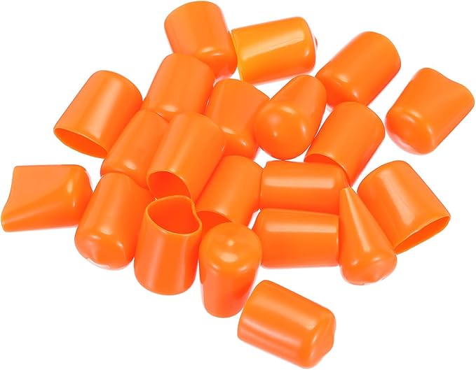 uxcell 20pcs Rubber End Caps 15mm(9/16") ID Vinyl PVC Round Tube Bolt Cap Cover Screw Thread Protectors,Orange