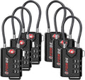 TSA Approved Cable Luggage Locks, 6 Pack, Easy Read Dials with Alloy Body