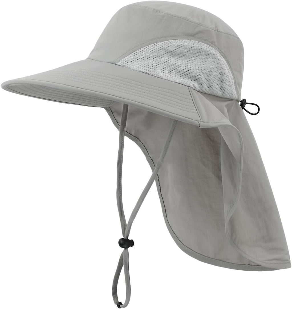 Home Prefer Outdoor UPF50+ Sun Hat Wide Brim Mesh Fishing Hat with Neck Flap