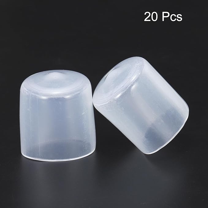 uxcell 20pcs Rubber End Caps 22mm(7/8") ID Vinyl PVC Round Tube Bolt Cap Cover Screw Thread Protectors Clear