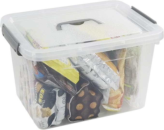 4-Pack Clear Plastic Storage Latch Box with Lids, 10 L