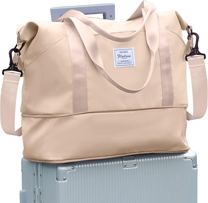 Travel Duffel Bag, Sports Tote Gym Bag, Shoulder Weekender Overnight Bag for Women