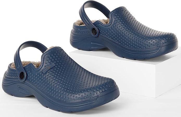 Womens Mens Fur Lined Clogs Waterproof Garden Shoes Winter Warm Fleece Lining Fuzzy House Home Slippers Indoor Outdoor Mules