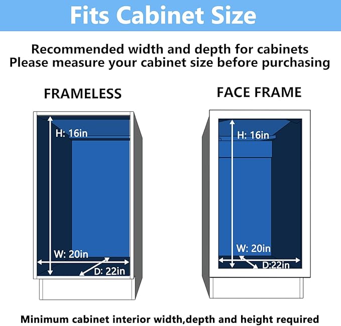 2 Tier Individual Pull Out Cabinet Organizer 19½" W x 21½" D, Heavy Duty Cabinet Pull Out Shelves, Slide Out Drawers Organization for Kitchen Cabinets Bathroom