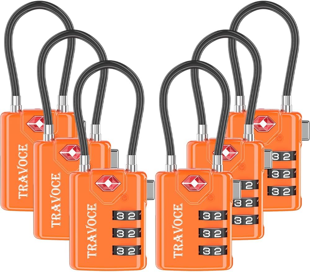 TSA Approved Luggage Locks, Travel Locks Which Also Work Great as Gym Locks, Toolbox Lock, Backpack and More, Orange 6 Pack