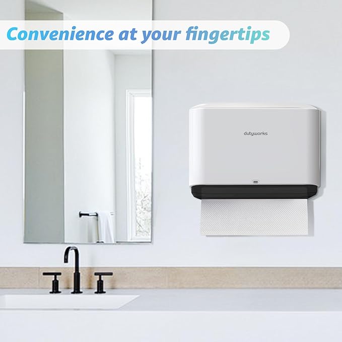 Paper Towel Dispenser Wall Mount, Multifold Paper Towel Holder Adhesive Hand Towel Dispenser for Bathroom Kitchen Commercial, White