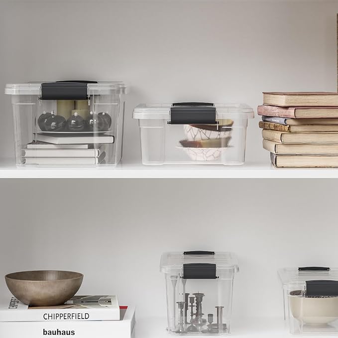 Superio Storage Bins with Lids- 4 Pack, 4.75 Qt Clear Boxes for Organizing, Stackable Plastic Containers- BPA Free, Non-Toxic, Odor Free, Organizer for Home, Office, Dorm