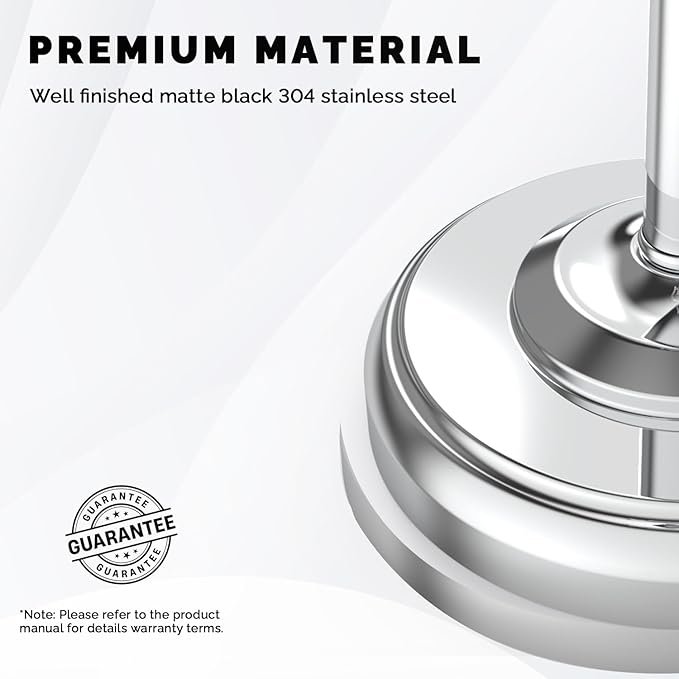 Toilet Paper Holder Stand, Polished Chrome Toilet Paper Holder Free Standing, Post Pivoting Design & Stable Weighted Base SUS304 Stainless Steel for Bathroom(Mega Roll)